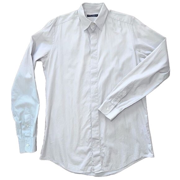 Dolce & Gabbana Slim Fit Stretch Dress Shirt Gray Kent Collar Italy 16.5 Luxury - Picture 11 of 11